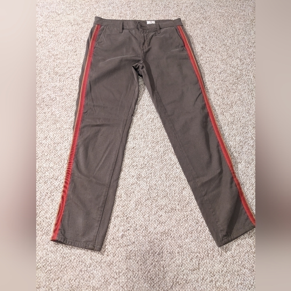 Stylish Brown Pants with Red Stripes